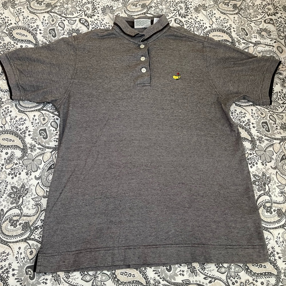 Masters Collection Polo Shirt Womens Size Small Gray Striped Short Sleeve Golf
